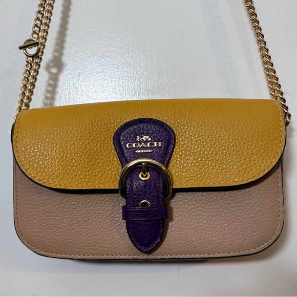 COACH Kleo Crossbody 17 Bag - C5993 Taupe/Electric Purple/Yellow - Picture 16 of 16